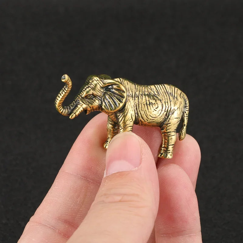 Antique Coppe Cute Elephant Miniature Figurines Desk Ornament Decorations Accessories Copper Animal... - House Of Avana