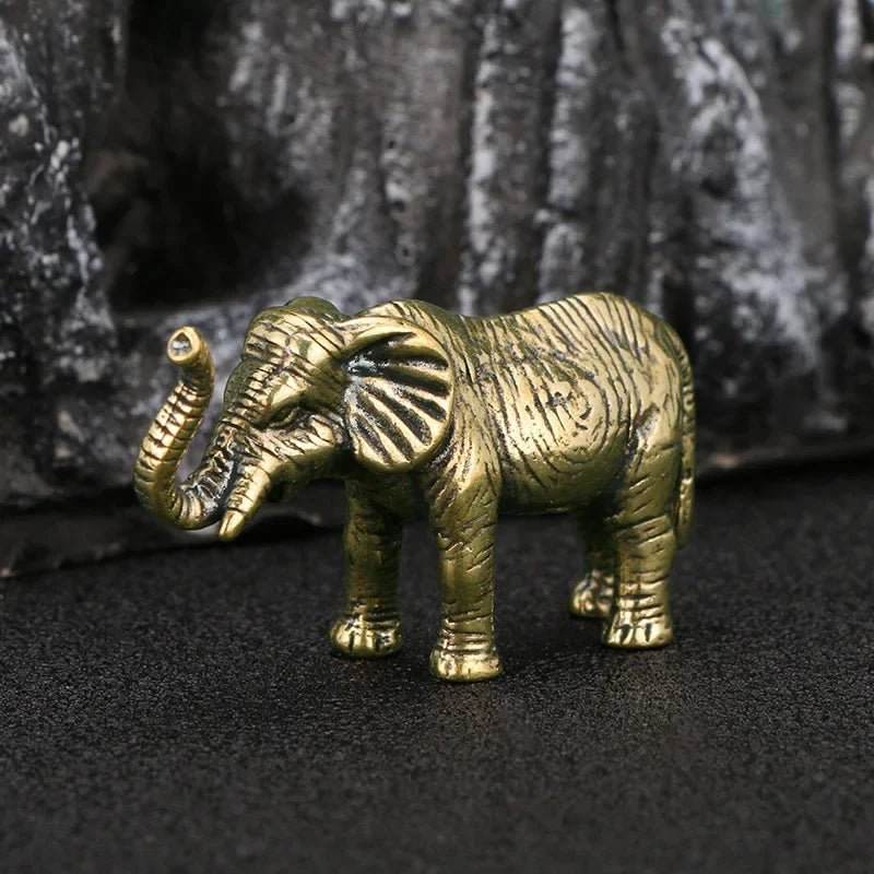Antique Coppe Cute Elephant Miniature Figurines Desk Ornament Decorations Accessories Copper Animal... - House Of Avana