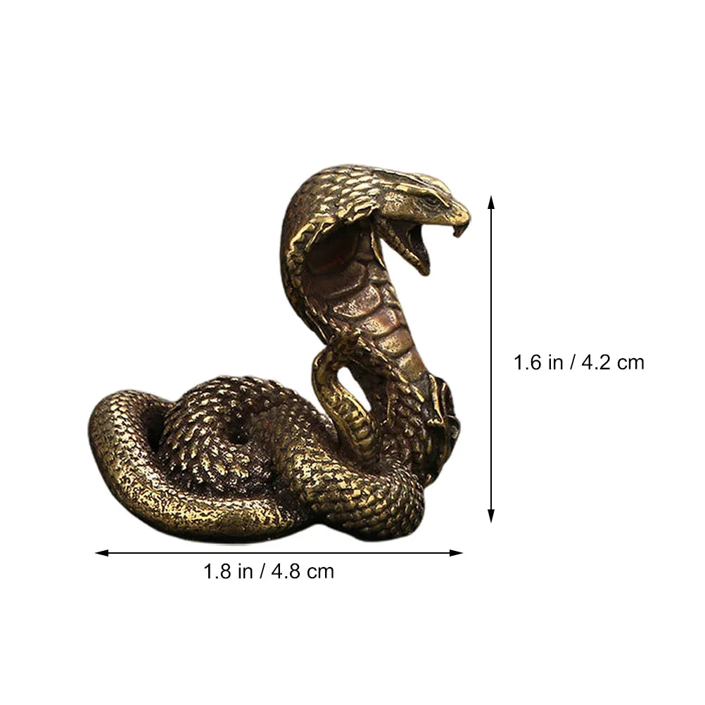 Pure Copper Ornaments Snake Figurine Creative Desktop Adornment Brass Statue Halloween Home Decor, back view - House Of Avana