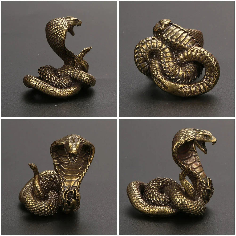 Pure Copper Ornaments Snake Figurine Creative Desktop Adornment Brass Statue Halloween Home Decor,... - House Of Avana