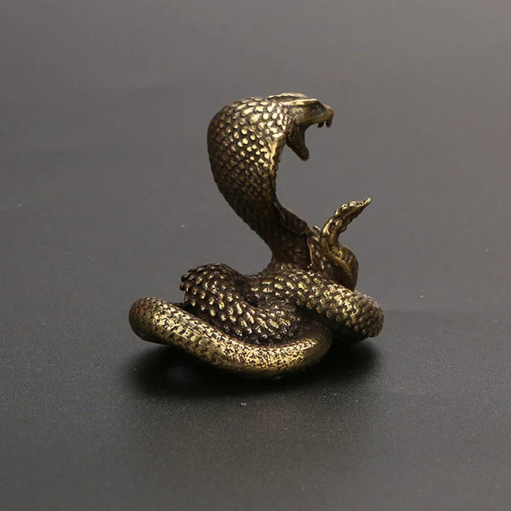 Pure Copper Ornaments Snake Figurine Creative Desktop Adornment Brass Statue Halloween Home Decor, front... - House Of Avana