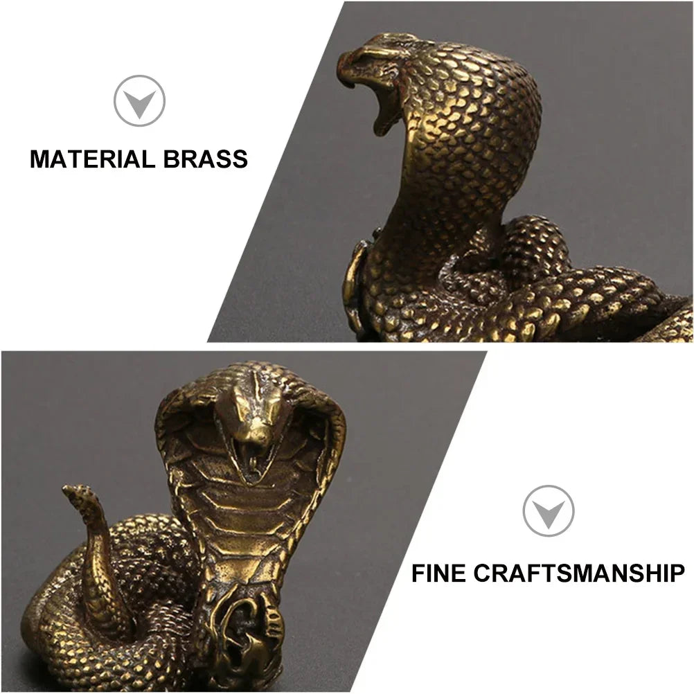 Pure Copper Ornaments Snake Figurine Creative Desktop Adornment Brass Statue Halloween Home Decor, side view - House Of Avana
