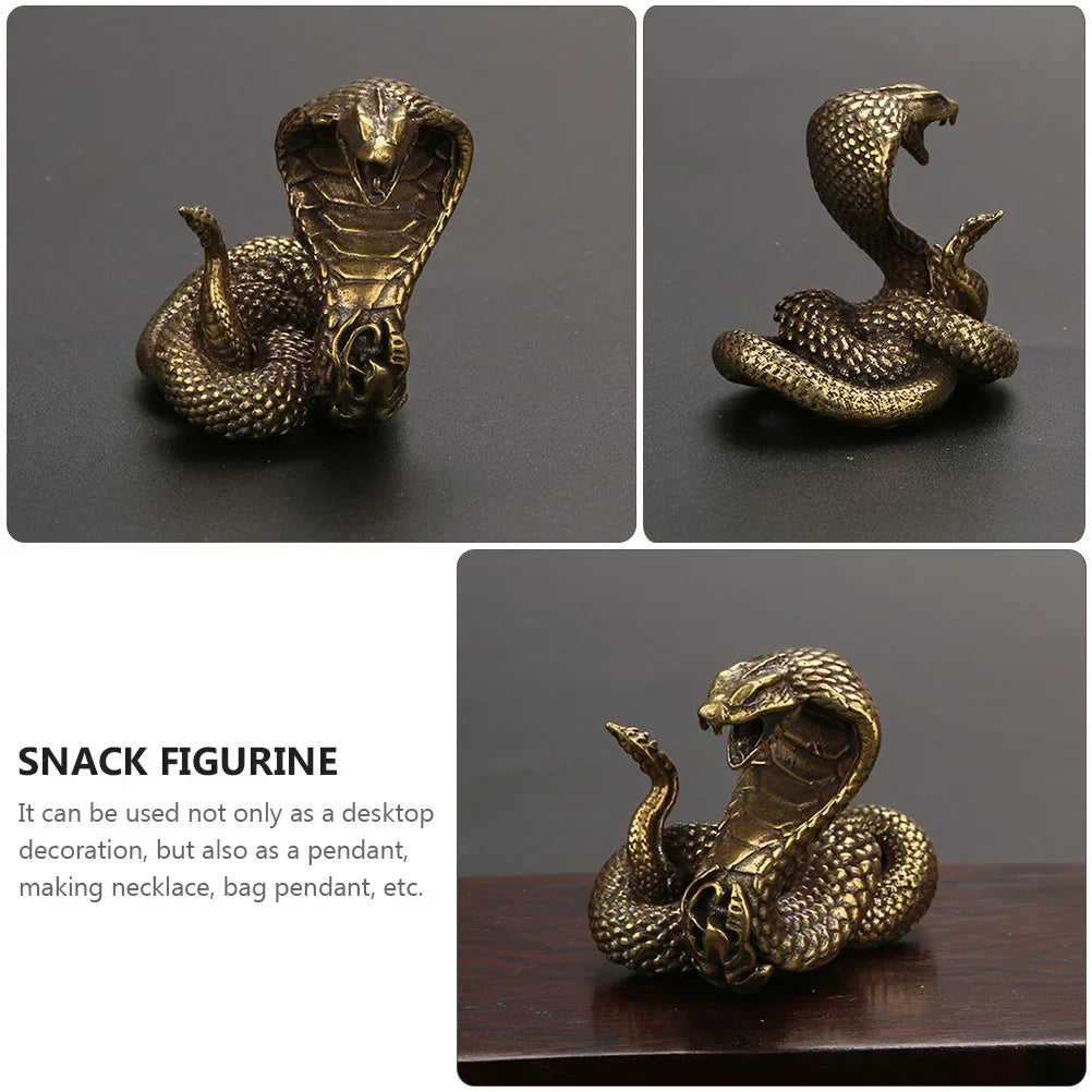 Pure Copper Ornaments Snake Figurine Creative Desktop Adornment Brass Statue Halloween Home Decor, top view - House Of Avana