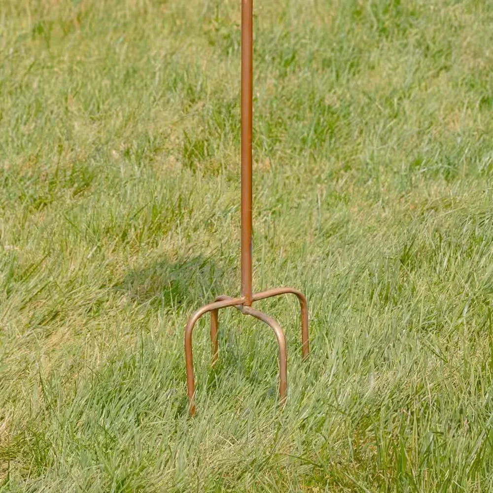 Copper Finish Metal Garden Birdhouse with Stake and Pole