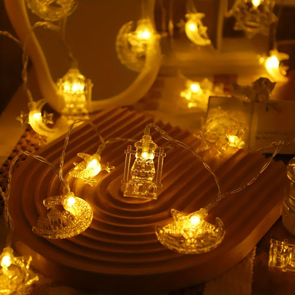 Copper String Lights Moon Star Design for Eid Decorations - House Of Avana