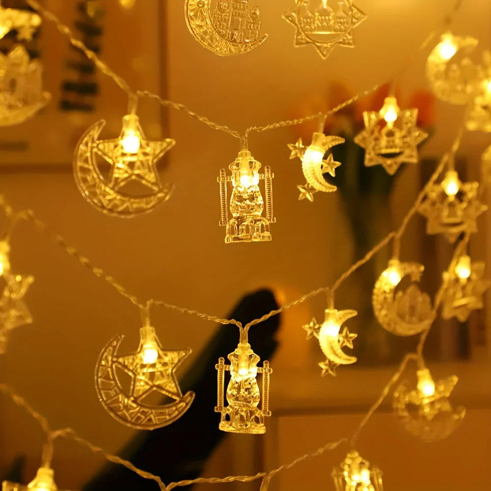Copper String Lights Moon Star Design for Eid Decorations - House Of Avana