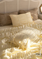 Coquette Ruffle Ribbon Ties Duvet Cover / Pink Ever Lasting