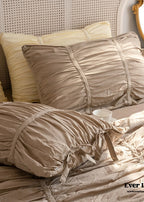Coquette Ruffle Ribbon Ties Duvet Cover / Pink Ever Lasting