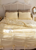 Coquette Ruffle Ribbon Ties Duvet Cover / Pink Ever Lasting