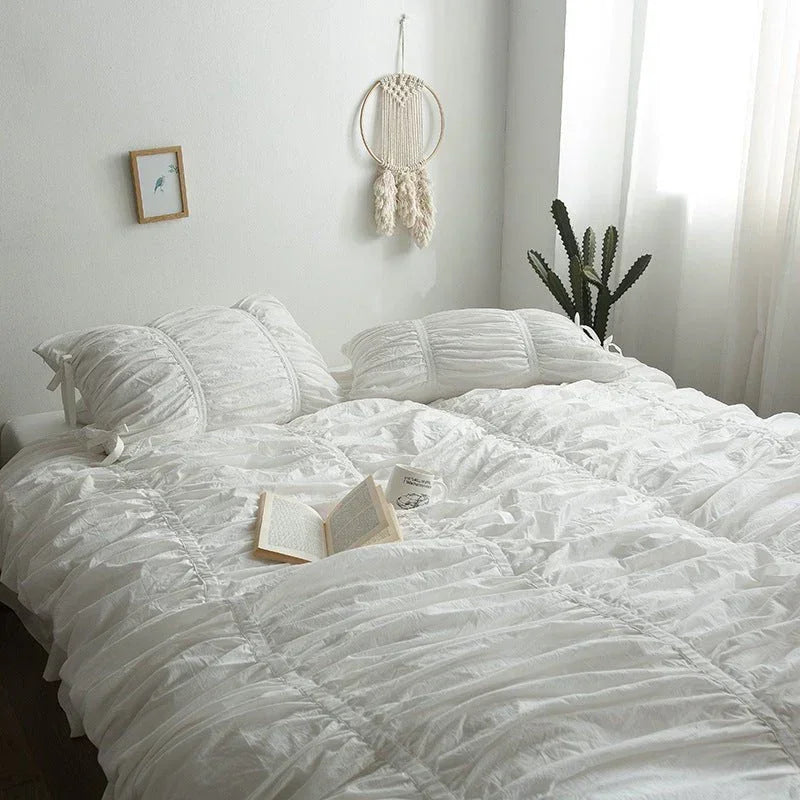 Coquette Ruffle Bedding Set with Ties / Pink Ever Lasting