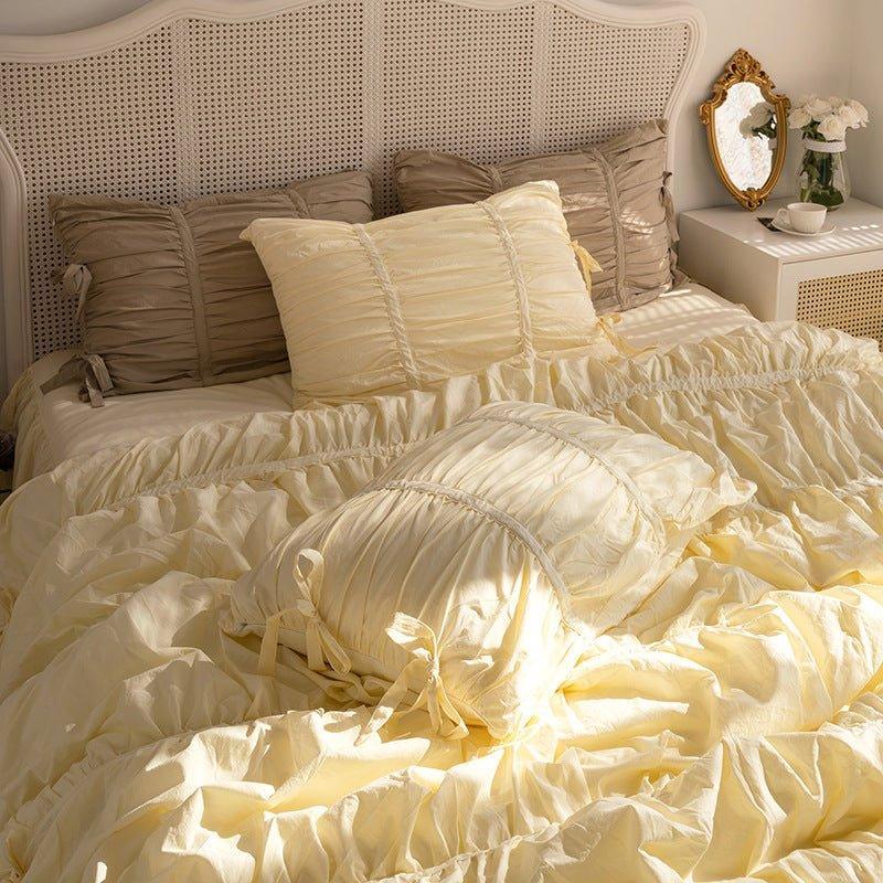 Coquette Ruffle Bedding Set with Ties / Pink Ever Lasting