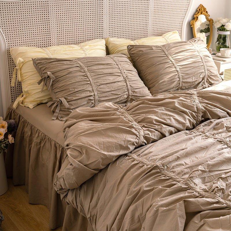 Coquette Ruffle Bedding Set with Ties / Pink Ever Lasting