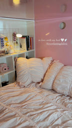 Coquette Ruffle Bedding Set with Ties / Pink Ever Lasting