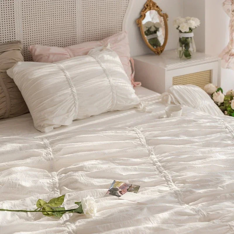 Coquette Ruffle Bedding Set with Ties / Pink Ever Lasting