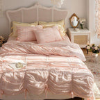 Coquette Ruffle Bedding Set with Ties / White Ever Lasting