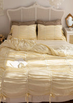 Coquette Ruffle Bedding Set with Ties / White Ever Lasting