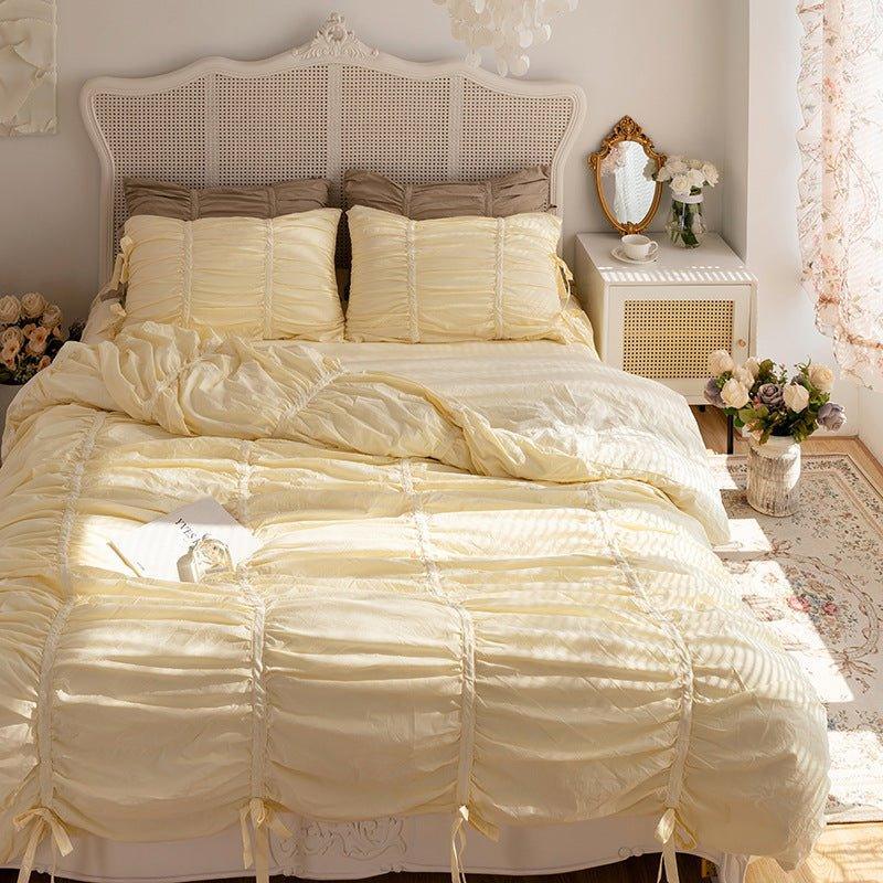 Coquette Ruffle Bedding Set with Ties / White Ever Lasting