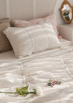 Coquette Ruffle Bedding Set with Ties / White