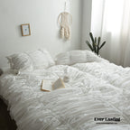 Coquette Ruffle Ribbon Ties Duvet Cover / Pink Ever Lasting