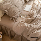 Coquette Ruffle Ribbon Ties Duvet Cover / Pink Ever Lasting