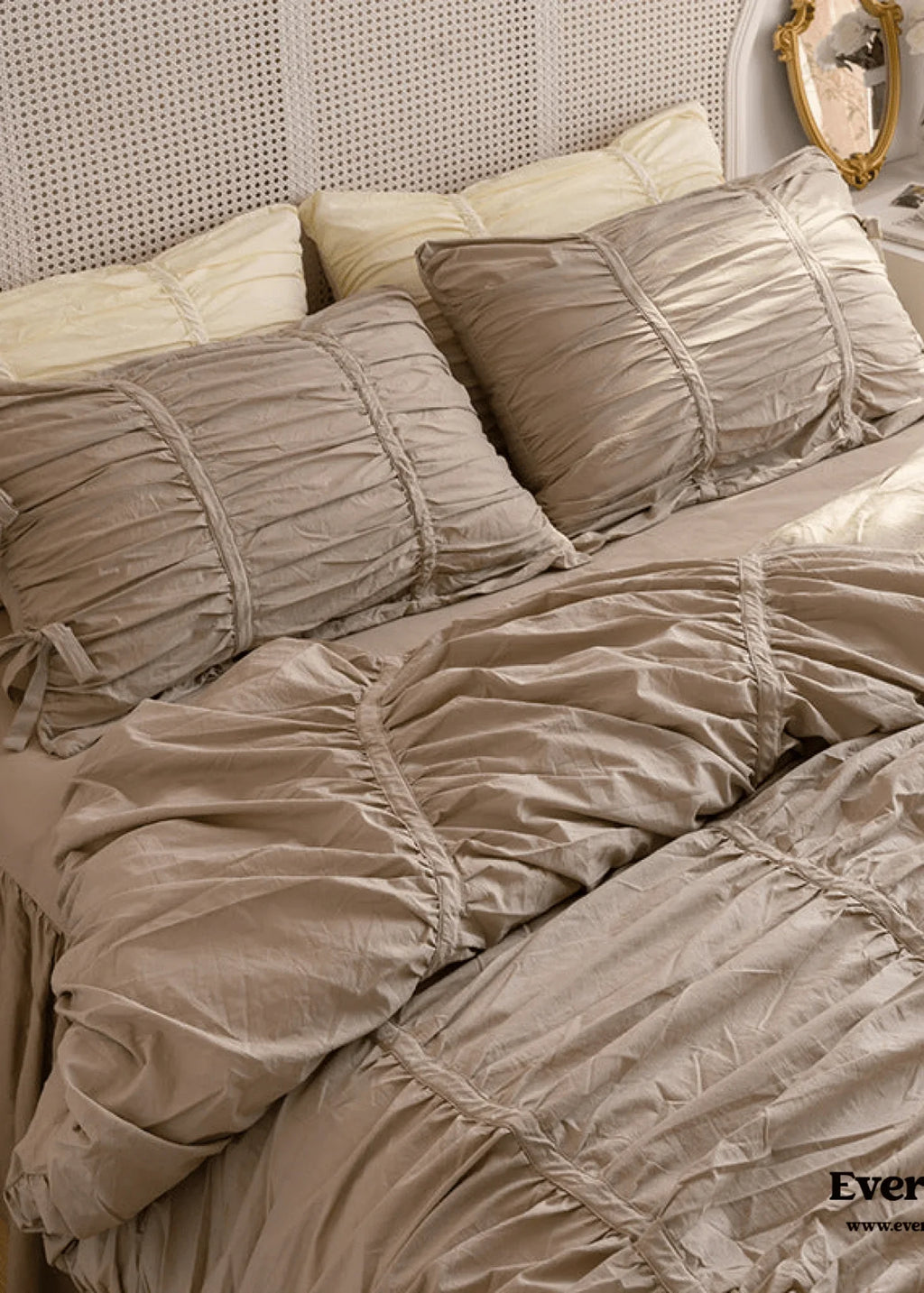 Coquette Ruffle Ribbon Ties Duvet Cover / Pink Ever Lasting