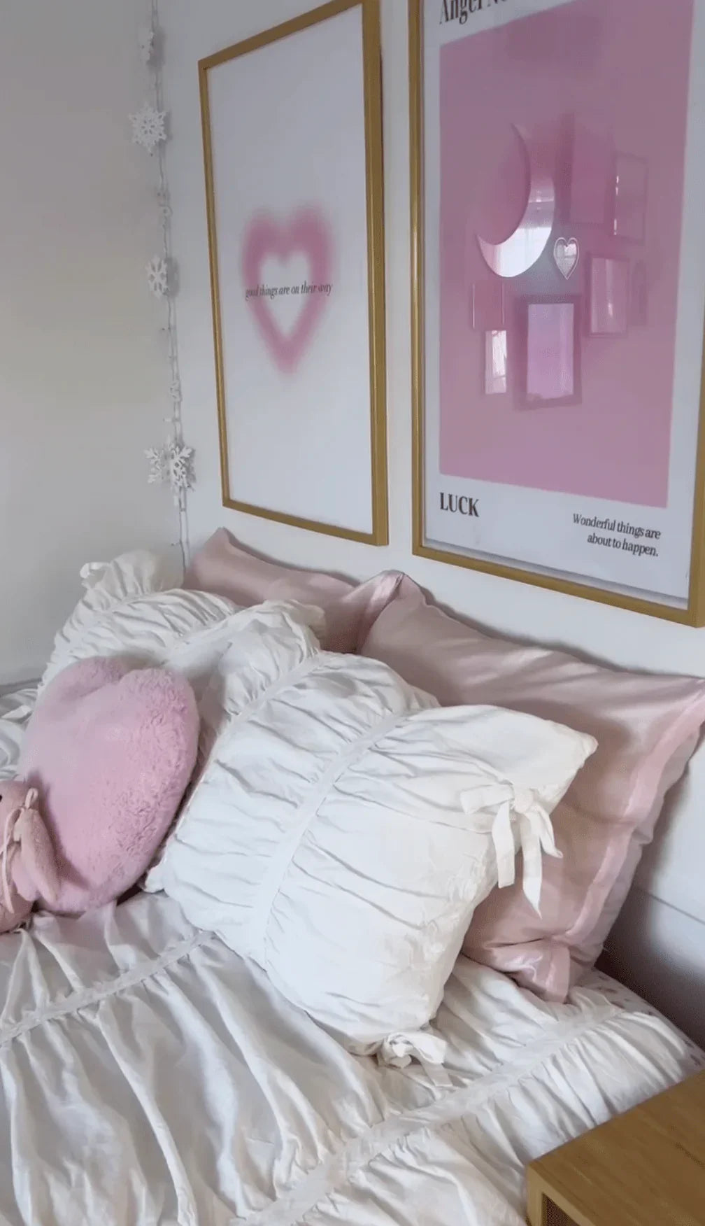 Coquette Ruffle Ribbon Ties Duvet Cover / Pink Ever Lasting