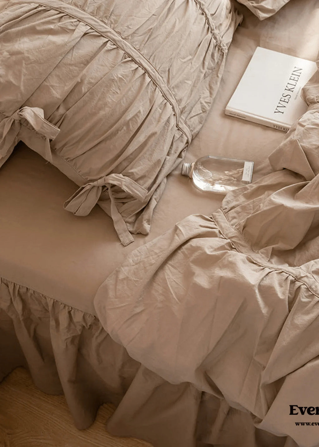 Coquette Ruffle Ribbon Ties Duvet Cover / Pink Ever Lasting