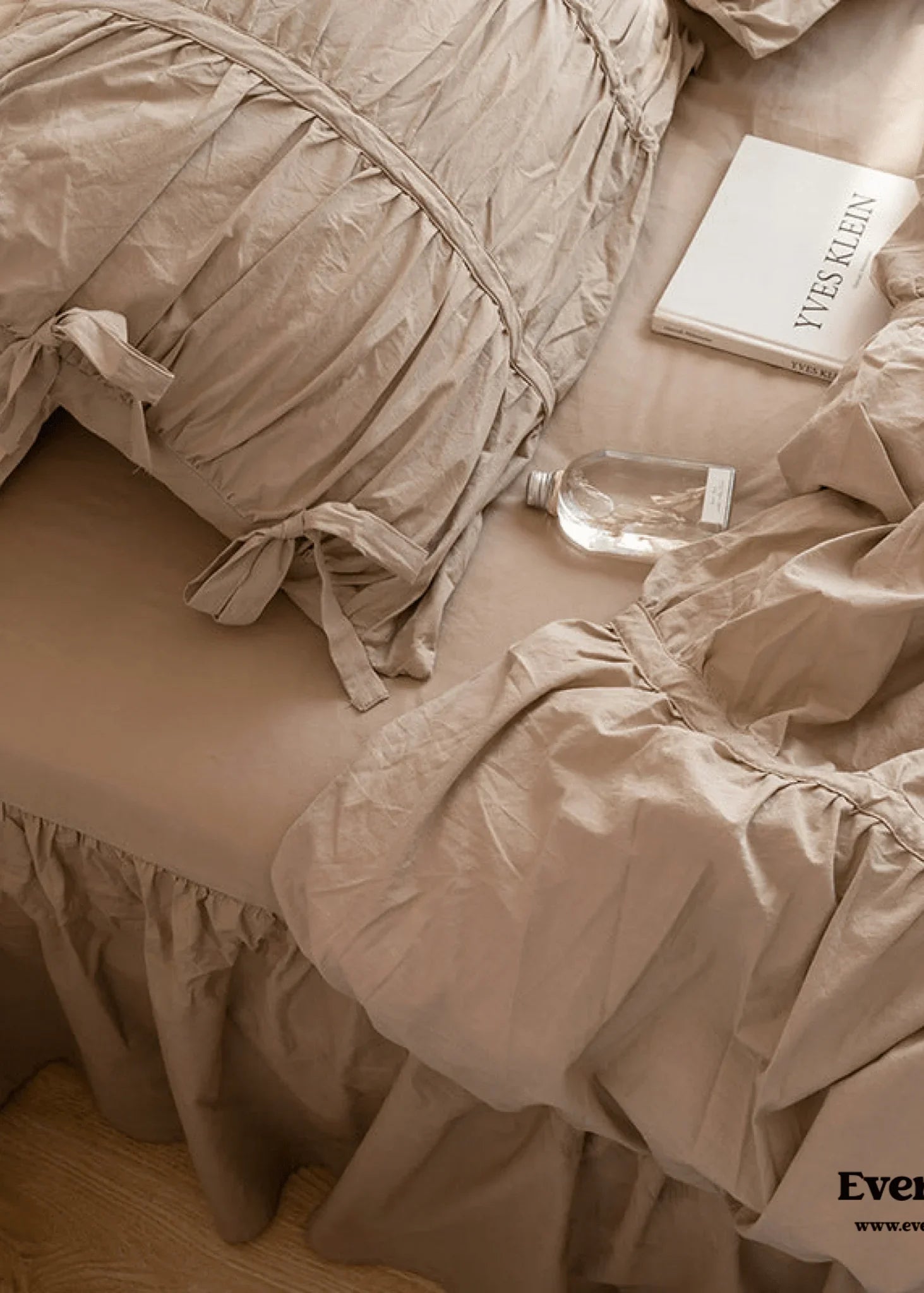 Coquette Ruffle Ribbon Ties Duvet Cover / Pink Ever Lasting