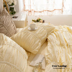 Coquette Ruffle Ribbon Ties Duvet Cover / Pink Ever Lasting