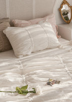 Coquette Ruffle Ribbon Ties Duvet Cover / Pink Ever Lasting
