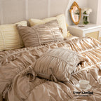 Coquette Ruffle Ribbon Ties Duvet Cover / Pink Ever Lasting