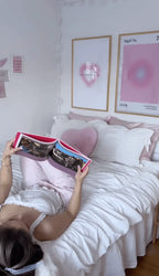 Coquette Ruffle Ribbon Ties Duvet Cover / Pink Ever Lasting