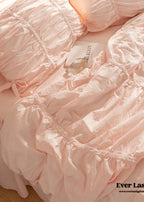 Coquette Ruffle Ribbon Ties Duvet Cover / Pink Ever Lasting
