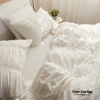 Coquette Ruffle Ribbon Ties Duvet Cover / Pink Ever Lasting