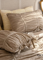 Coquette Ruffle Ribbon Ties Duvet Cover / Pink Ever Lasting