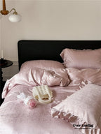 Coquette Tencel Silky Ruffle Bedding Set / White Ever Lasting