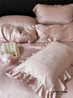Coquette Tencel Silky Ruffle Bedding Set / White Ever Lasting
