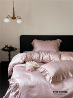 Coquette Tencel Silky Ruffle Bedding Set / White Ever Lasting