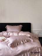 Coquette Tencel Silky Ruffle Bedding Set / White Ever Lasting