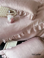 Coquette Tencel Silky Ruffle Bedding Set / White Ever Lasting