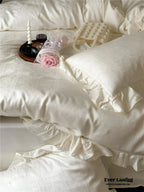 Coquette Tencel Silky Ruffle Bedding Set / White Ever Lasting