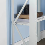 Corner Computer Desk with Keyboard Tray Storage Shelves in White