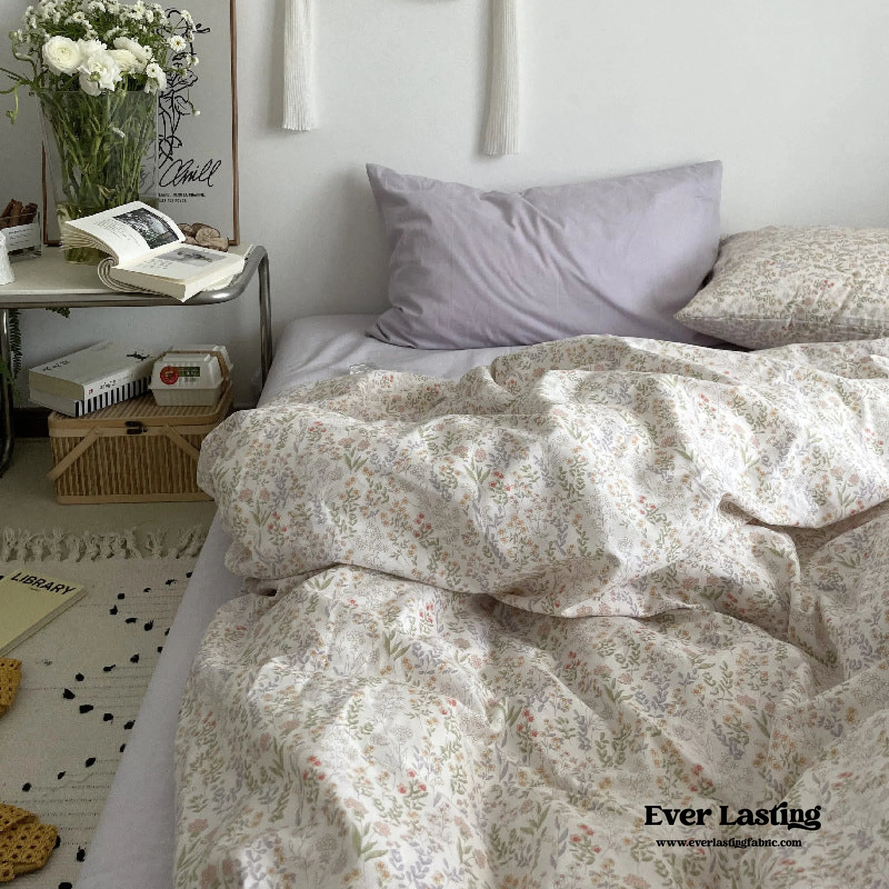 Cottage Floral Bedding Set / Lilac Purple Ever Lasting