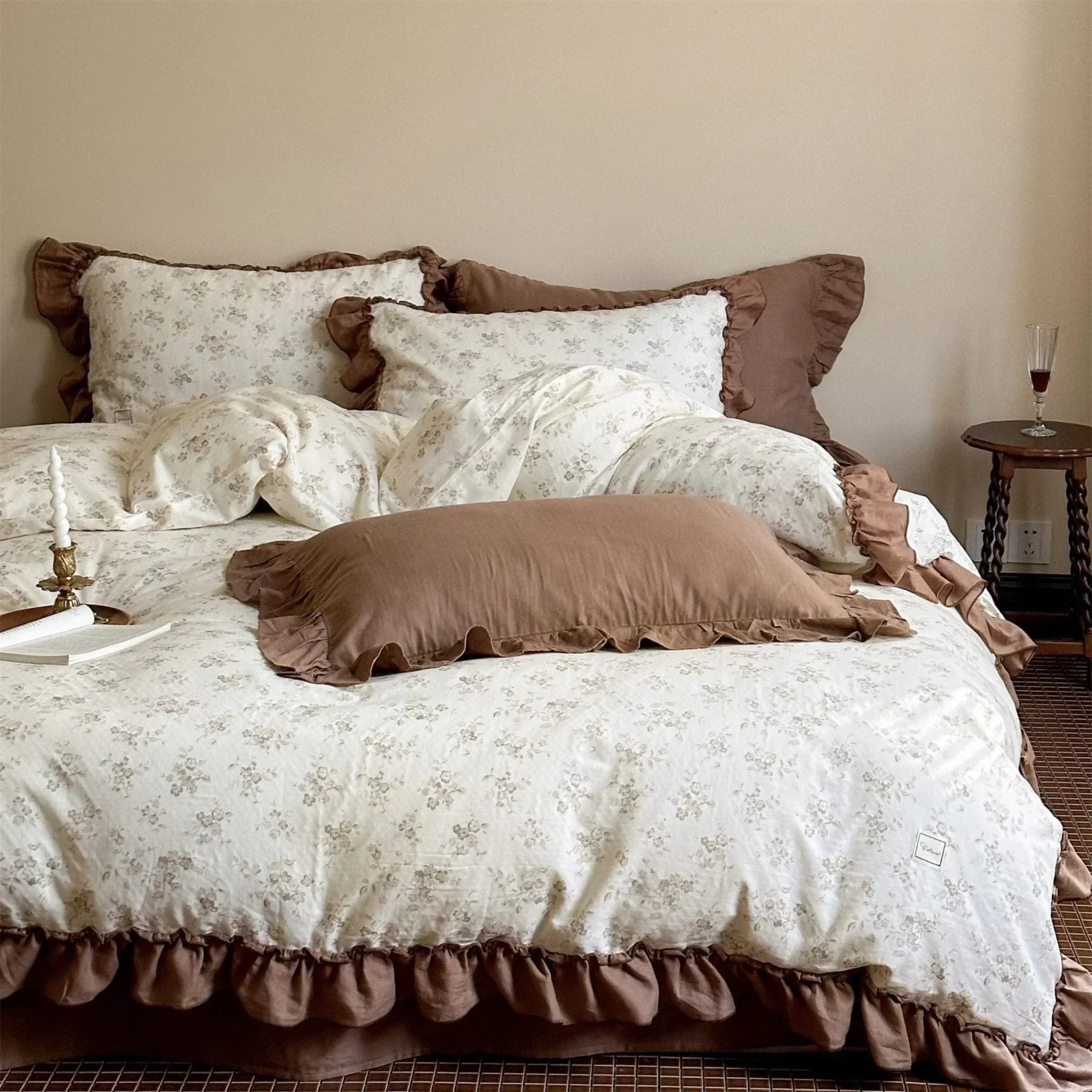 Cottage Inspired Ruffle Bedding Set / Ash Blue Ever Lasting