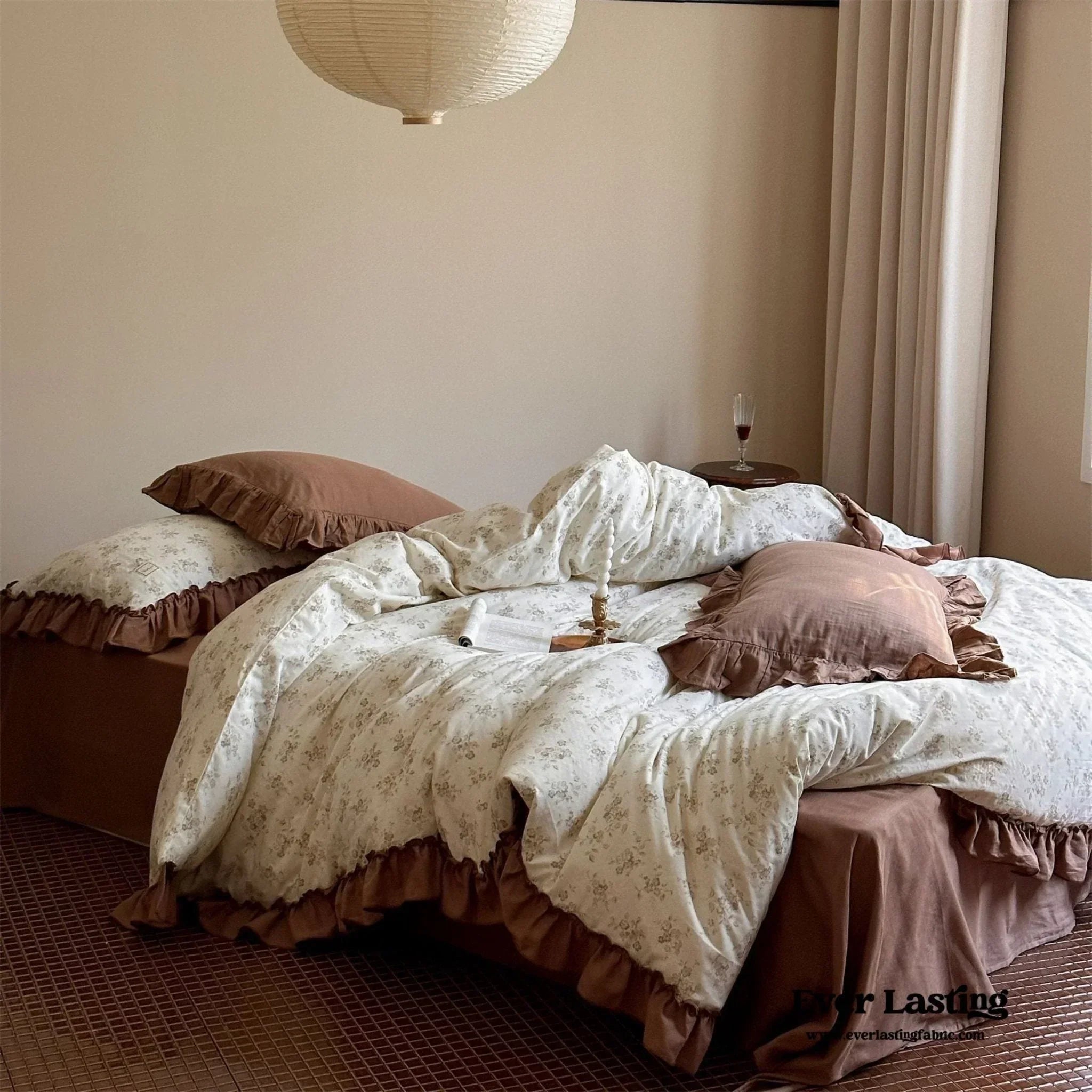 Cottage Inspired Ruffle Bedding Set / Ash Blue Ever Lasting