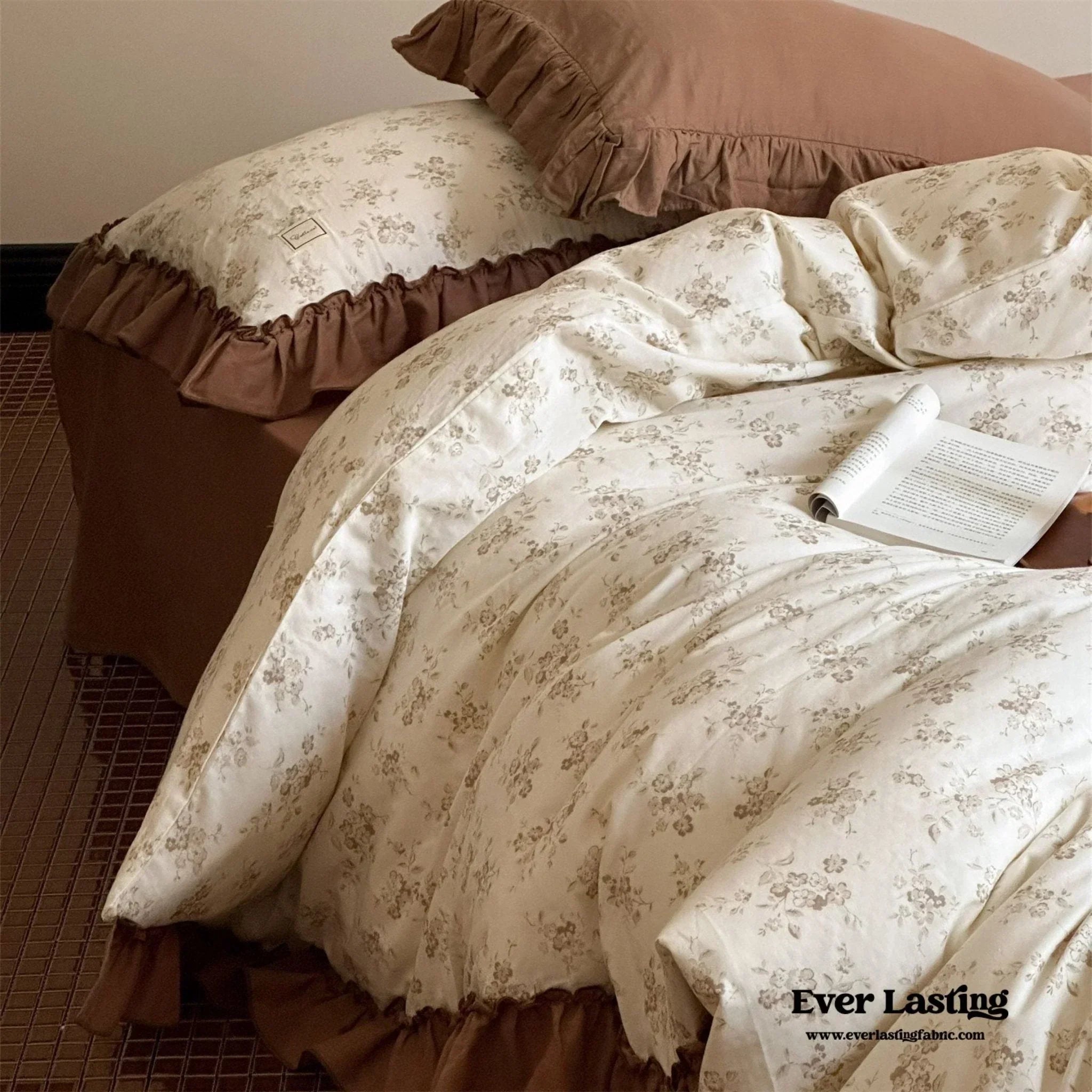 Cottage Inspired Ruffle Bedding Set / Ash Blue Ever Lasting