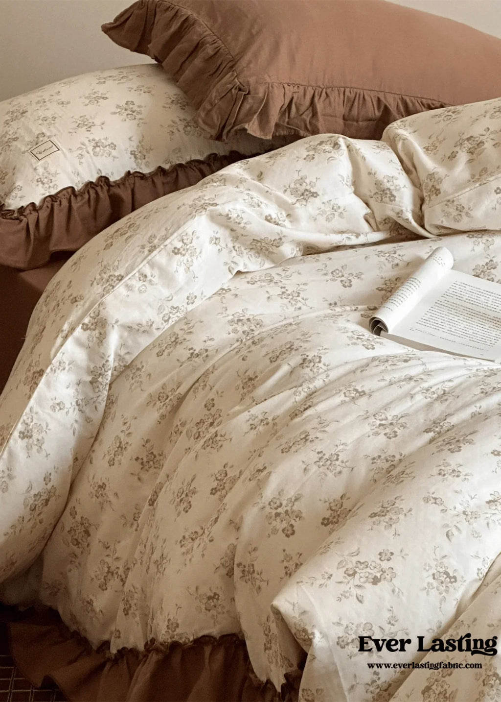 Cottage Inspired Ruffle Bedding Set / Ash Blue Ever Lasting