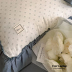 Cottage Inspired Ruffle Bedding Set / Ash Blue Ever Lasting