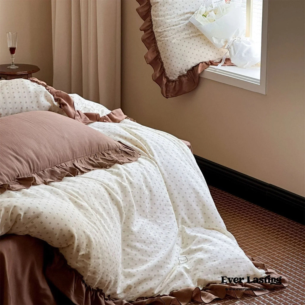 Cottage Inspired Ruffle Bedding Set / Ash Blue Ever Lasting