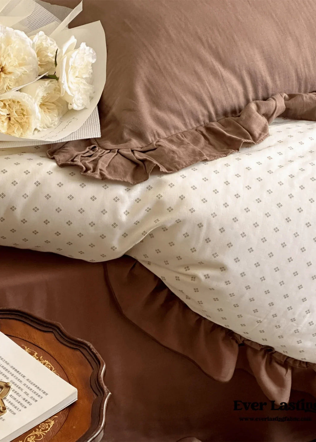 Cottage Inspired Ruffle Bedding Set / Ash Blue Ever Lasting